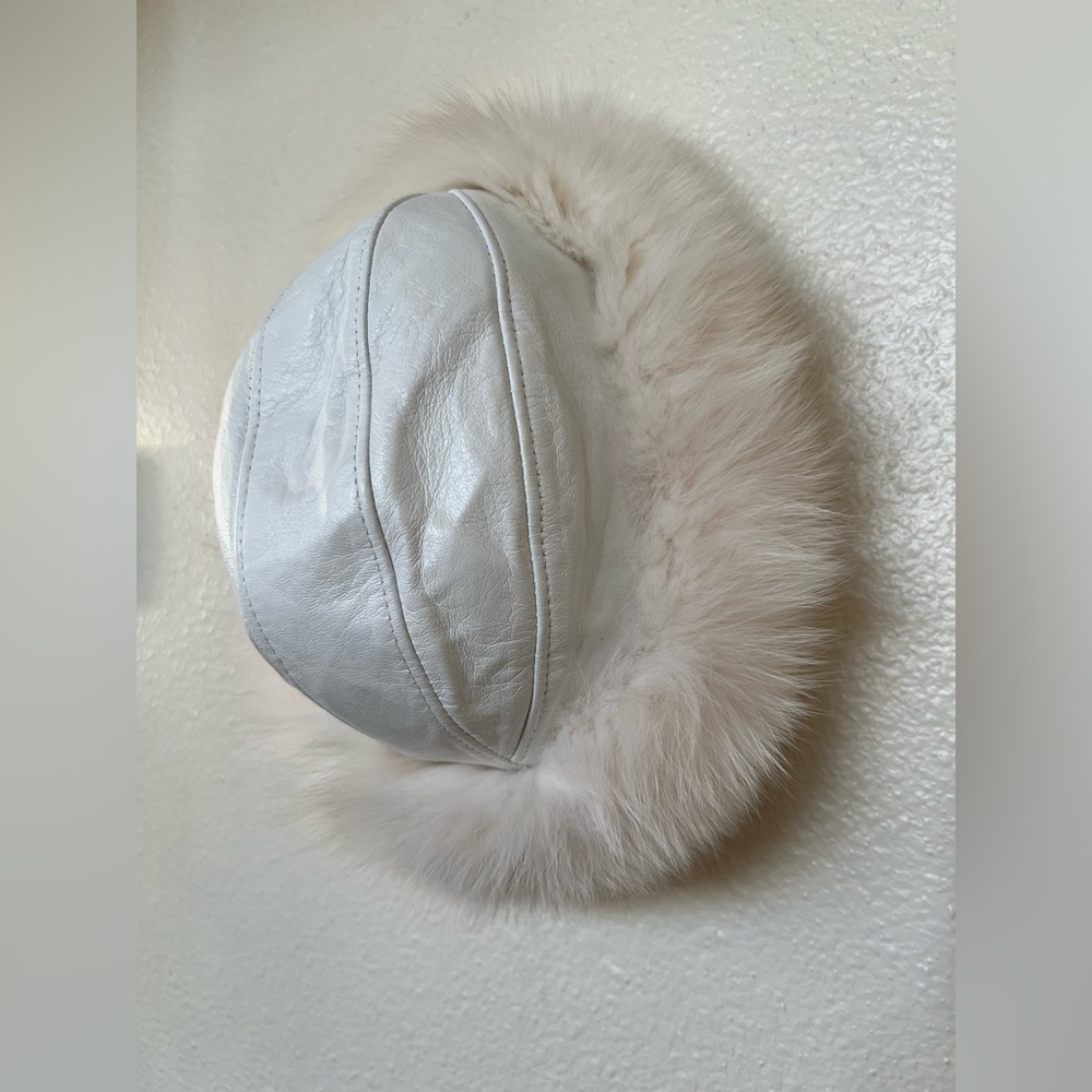 Vintage ABC Furs White Leather Fox Fur Hat - Picture 8 of 9